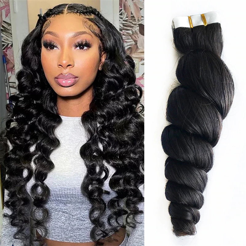 Human Hair Tape In Extensions Loose Wave（20pcs/set）